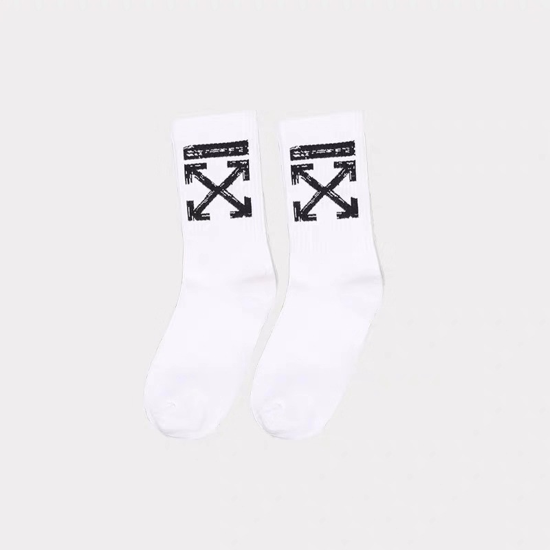 Tide Ow Ink Stripes In Tube Socks Cotton Arrow Skateboard Street Hip-hop Male And Female Couple Socks